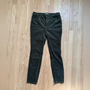 LOFT Olive High Waist Corduroy Skinny Trousers  size 28